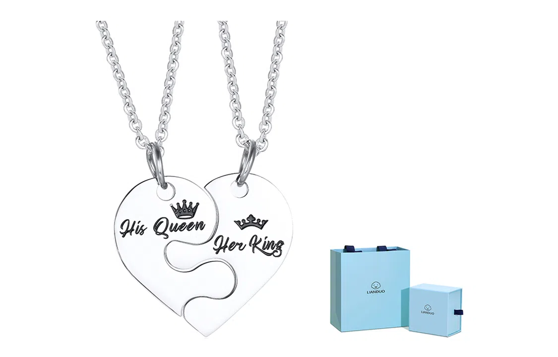 恋朵 潮流心形拼图 钛钢 项链 男女同款情侣款