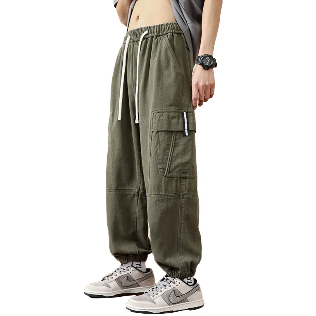 顶峰保罗 纯色运动简约宽松大码舒适通勤日常工装束脚无性别主义透气时尚松紧腰弹力显高显瘦百搭休闲裤 男女同款