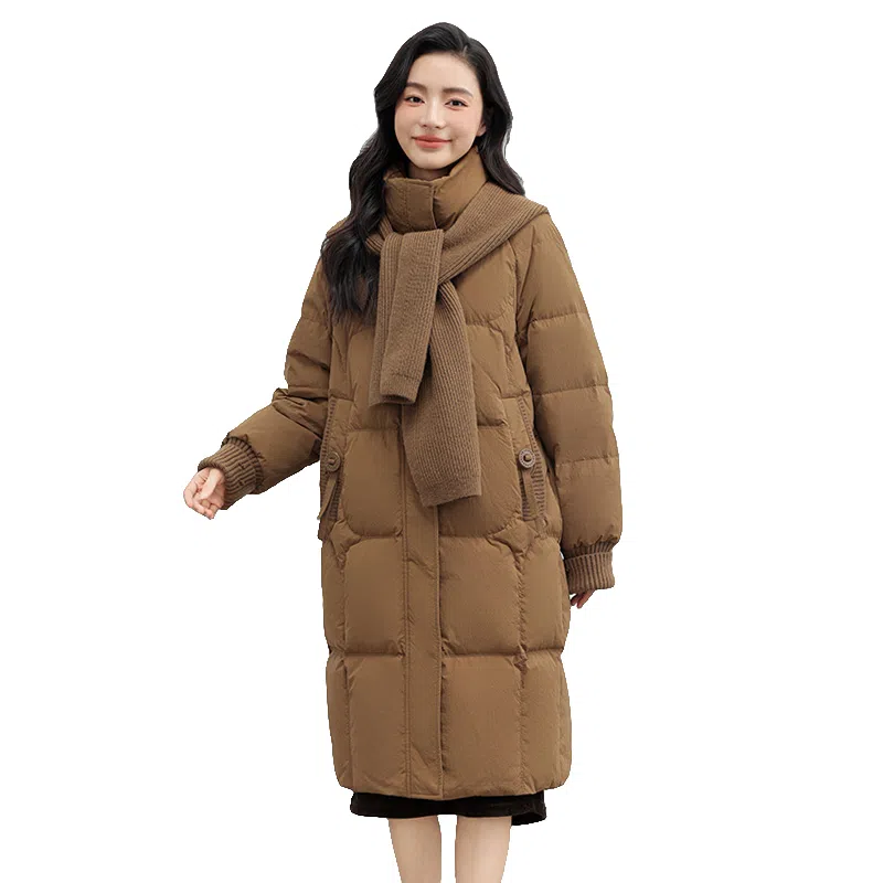 鸭鸭 连帽可拆卸两穿纯色韩版宽松通勤时尚气质百搭甜美校园风羽绒服 女款