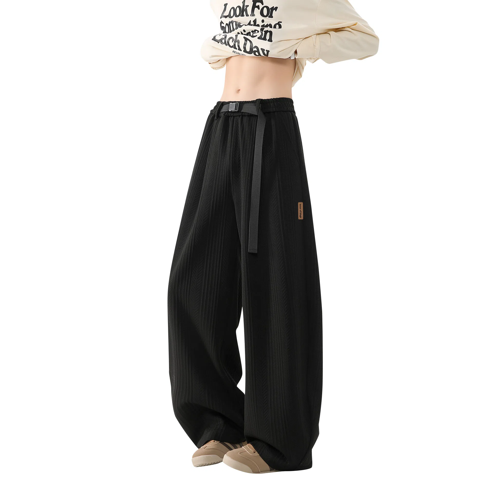 王者荣耀 美式高街提花直筒长裤宽松舒适透气痞帅高颜值百搭时尚垂感休闲裤 标语款 男女同款