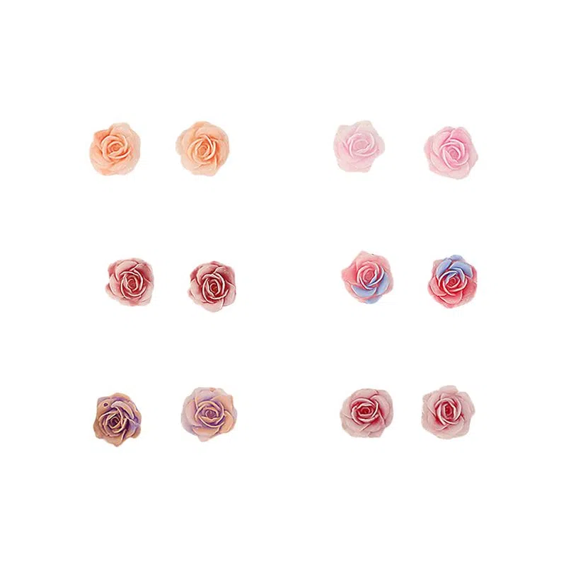 零界 时尚百搭甜美清新彩色花朵 小巧精致 不重样 防过敏养耳洞 塑料 耳钉 男女同款情侣款