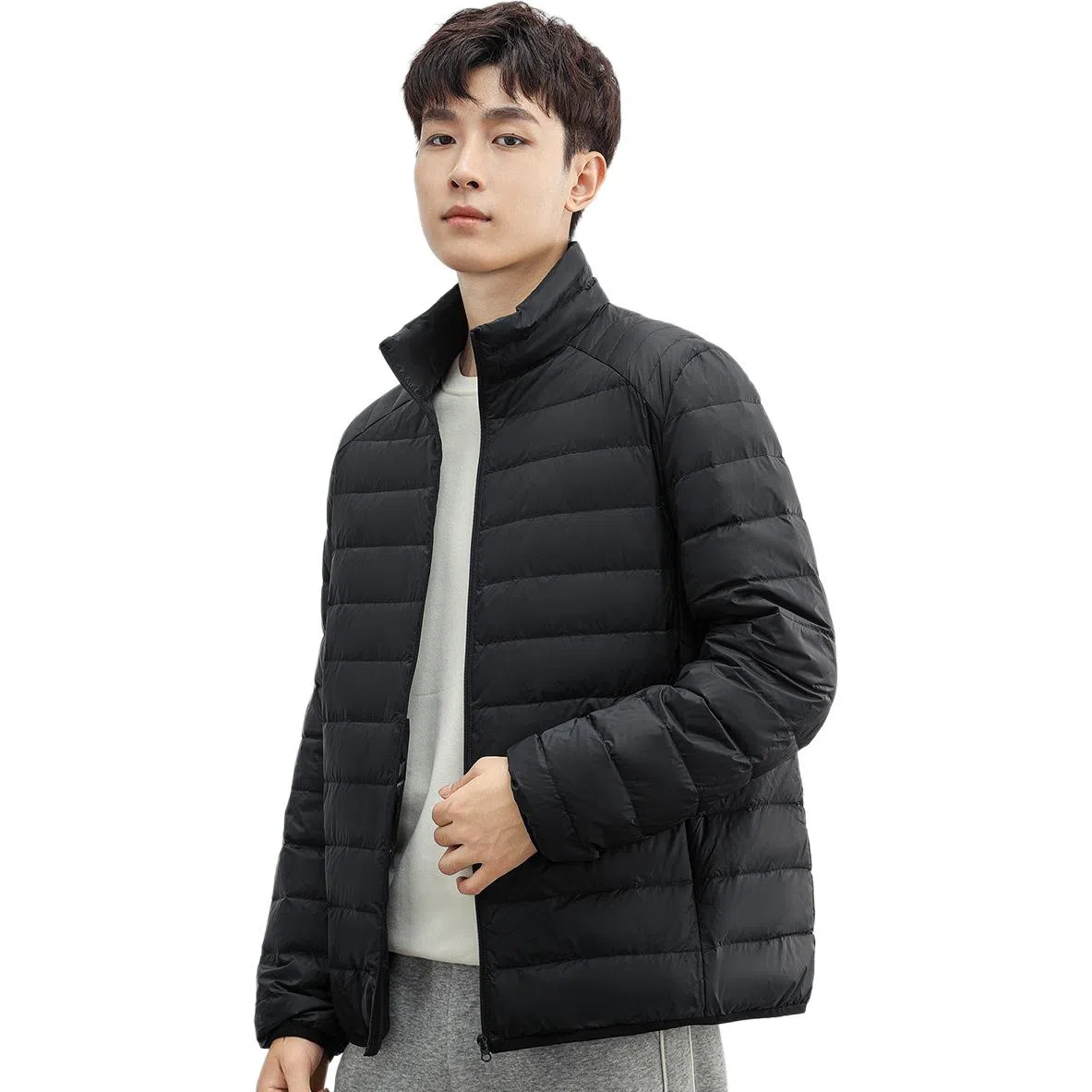 鸭鸭 立领短款休闲长袖羽绒服 男款