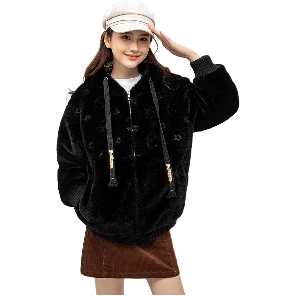 鸭鸭 纯色连帽加厚羽绒服 女款