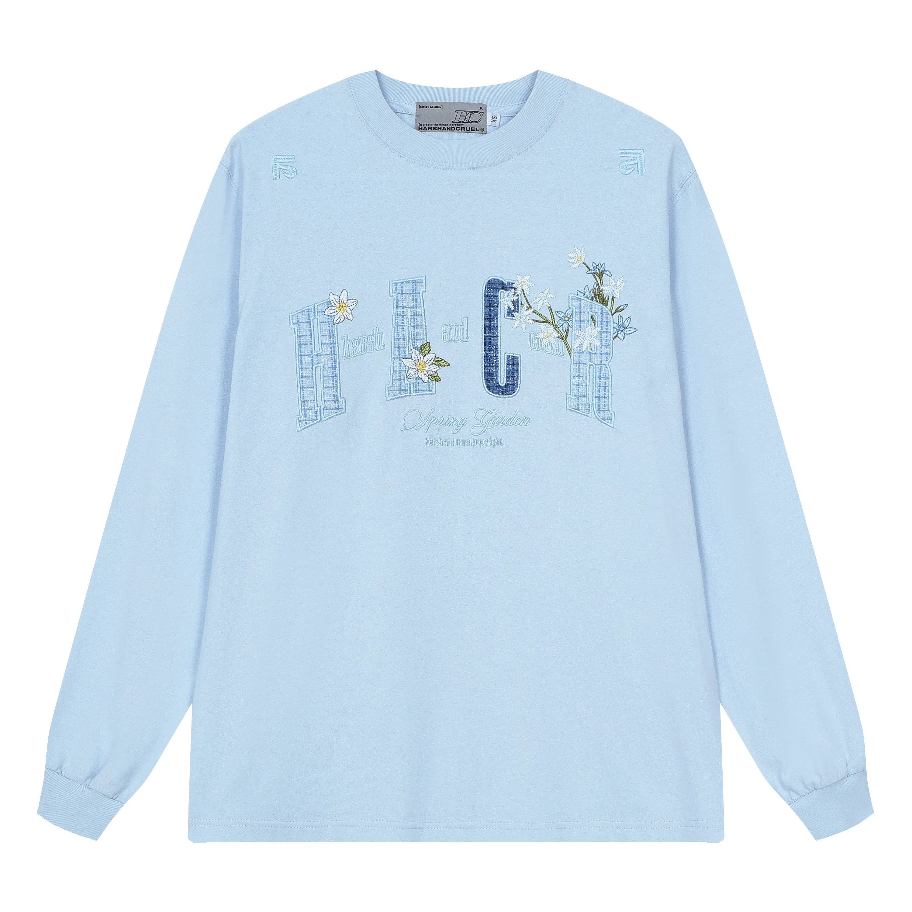 HARSH AND CRUEL Embroidered Patch Long Sleeve Tee