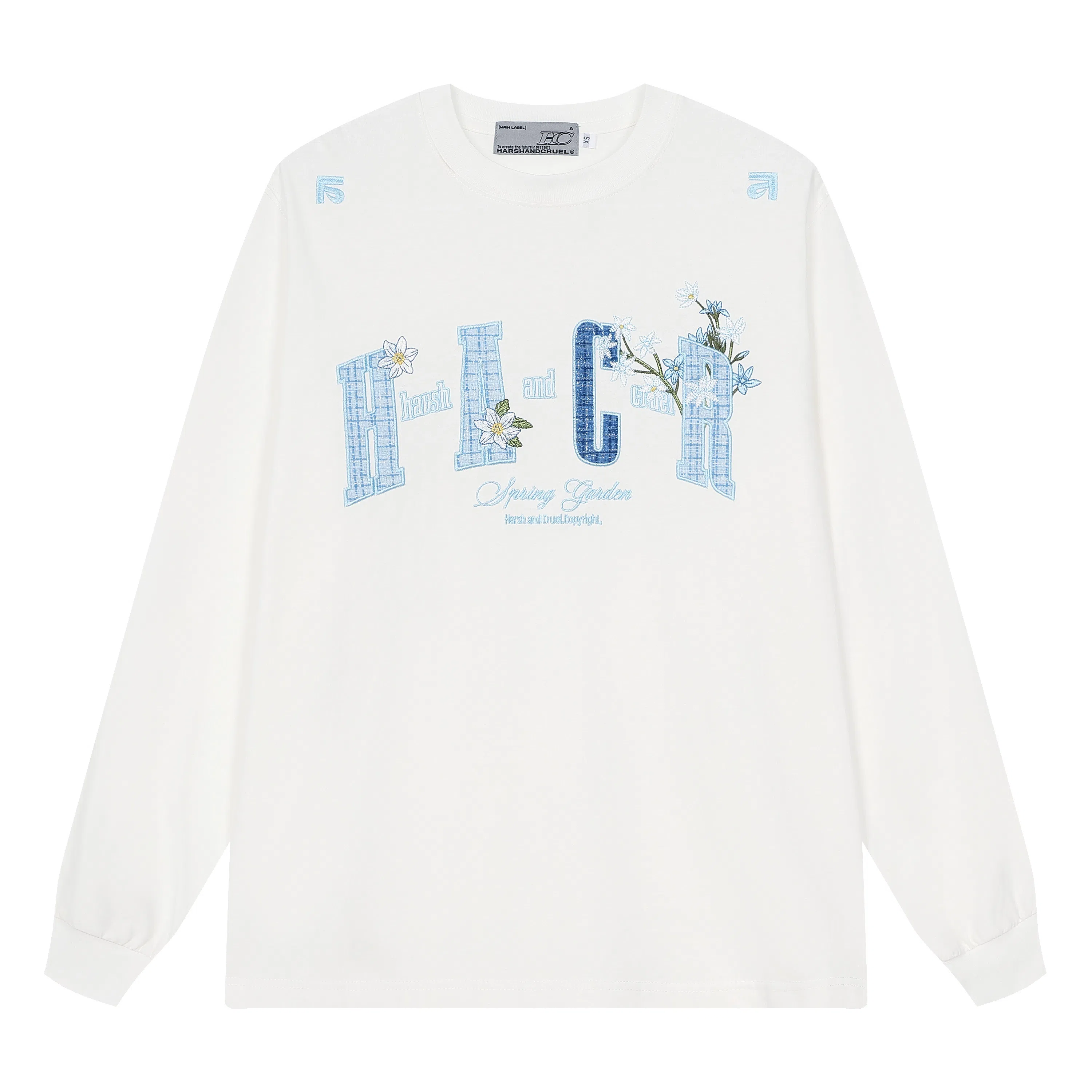 HARSH AND CRUEL Embroidered Patch Long Sleeve Tee