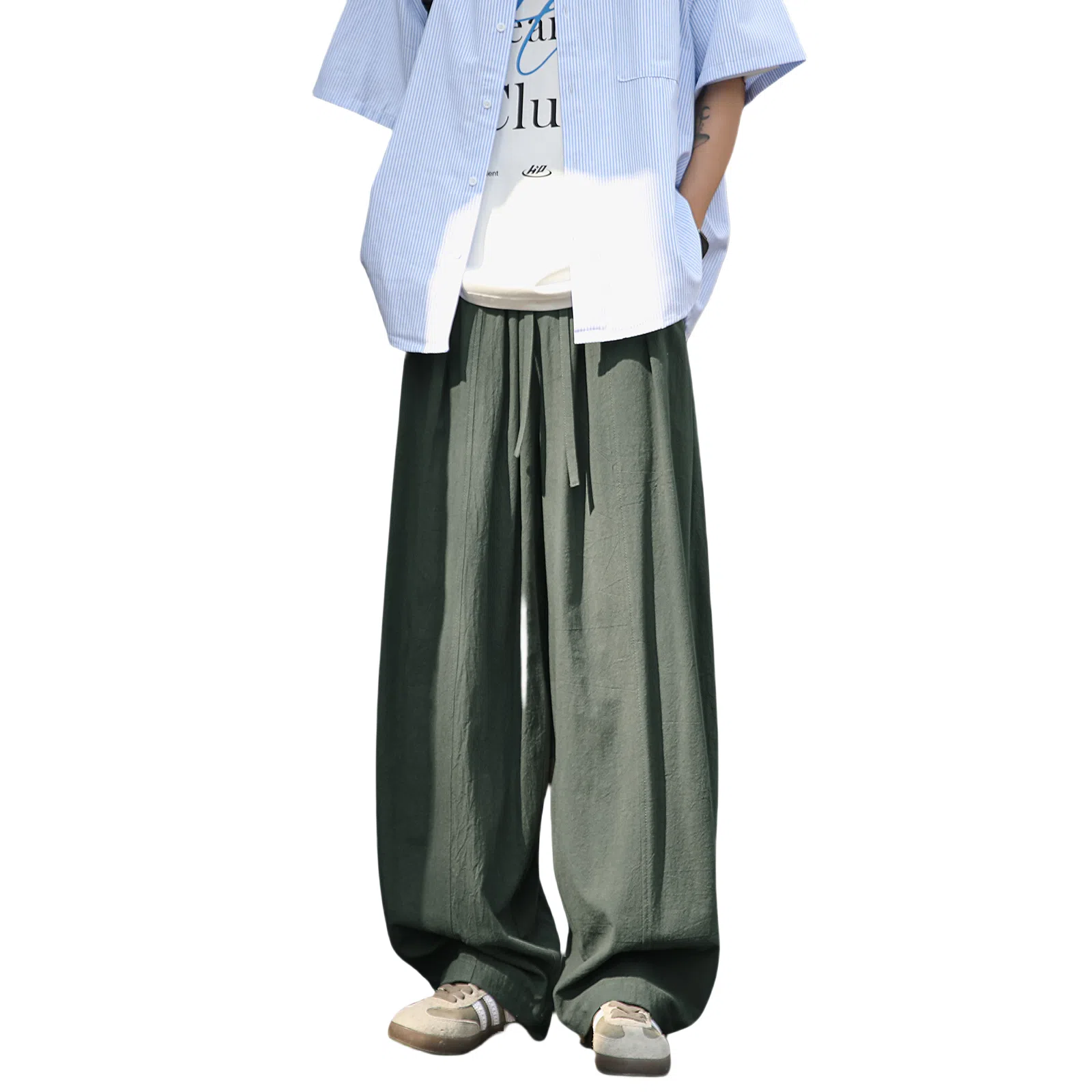 哲源 复古简约纯色宽松休闲裤 男女同款