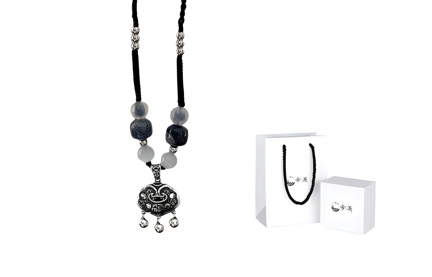 希遇 国潮祥云铃铛平安锁 中国风福锁包吊坠转运珠编织锁骨链可调节 项链 男女同款情侣款