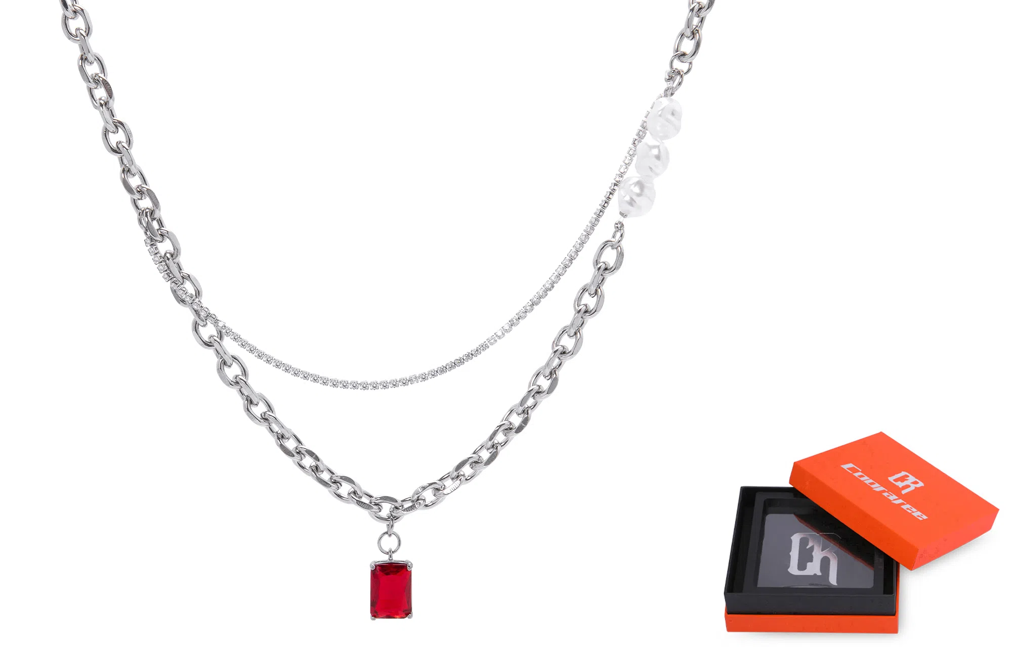 Cooraree Red Stone Pendant Necklace