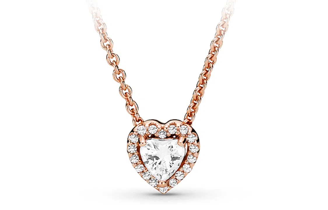 Pandora Shimmering Heart Necklace Rose Gold