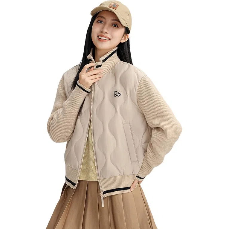 鸭鸭 休闲舒适立领短款长袖羽绒服 女