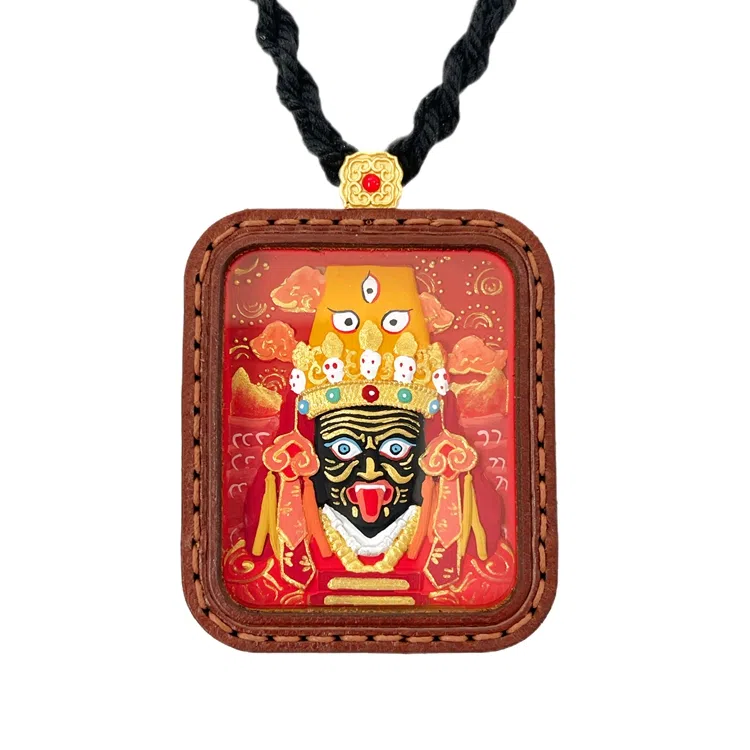 花茜樱 原创设计 扎基拉姆 西藏手绘擦擦唐卡藏式小众国潮新中式国风纳福如意好运 合金 项链 女款
