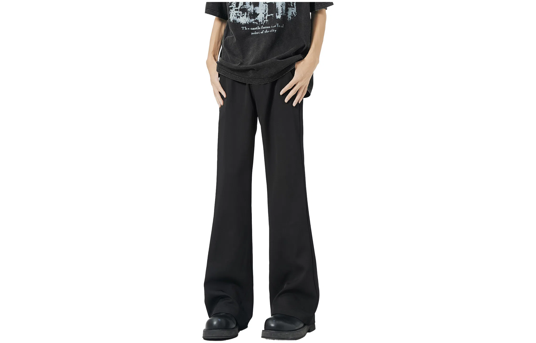 大卫贝肯 美式高街西裤可拆卸织带扣宽松纯色显高直筒轻薄透气垂坠感微喇休闲裤 男女同款