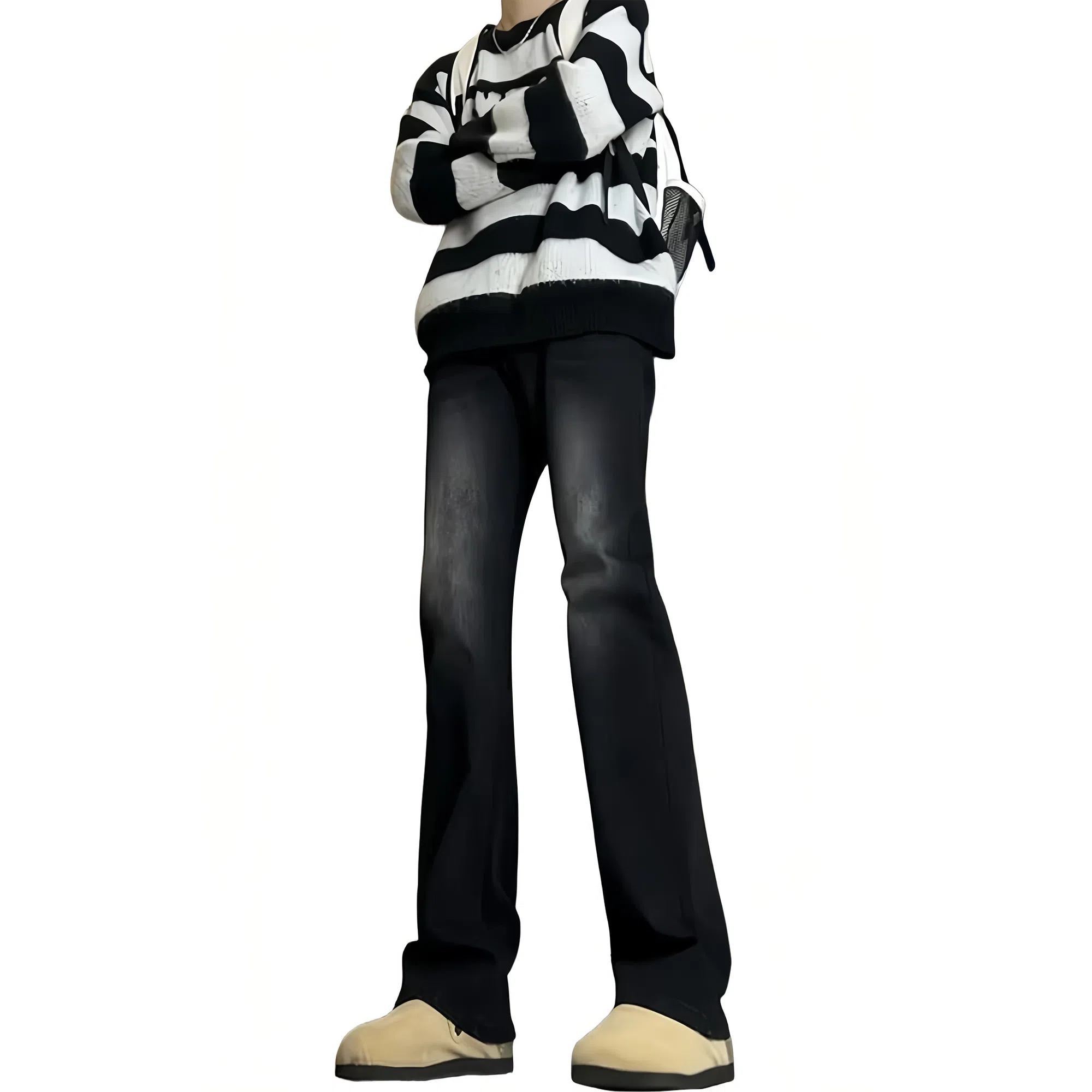 木林森 美式高街复古做旧水洗简约废土风中腰宽松直筒通勤百搭亲肤柔软舒适休闲耐磨垂感牛仔裤 男女同款