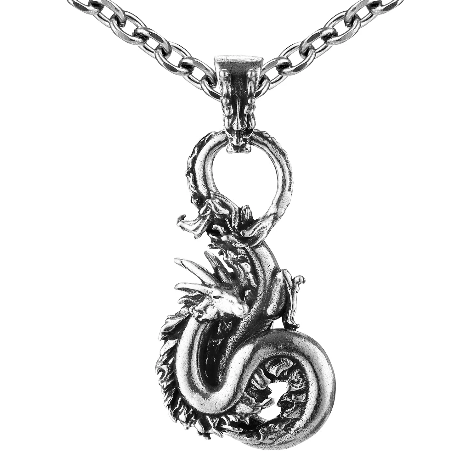 【可定制刻字】 白木黑冰 盘龙 生肖 本命年新中式潮流时尚高级感 银合金 项链 男款 礼盒