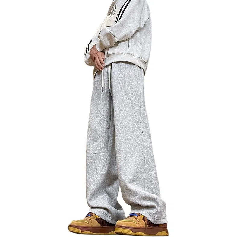 尘映 美式潮牌薄款宽松直筒阔腿工装松紧腰休闲裤 男款