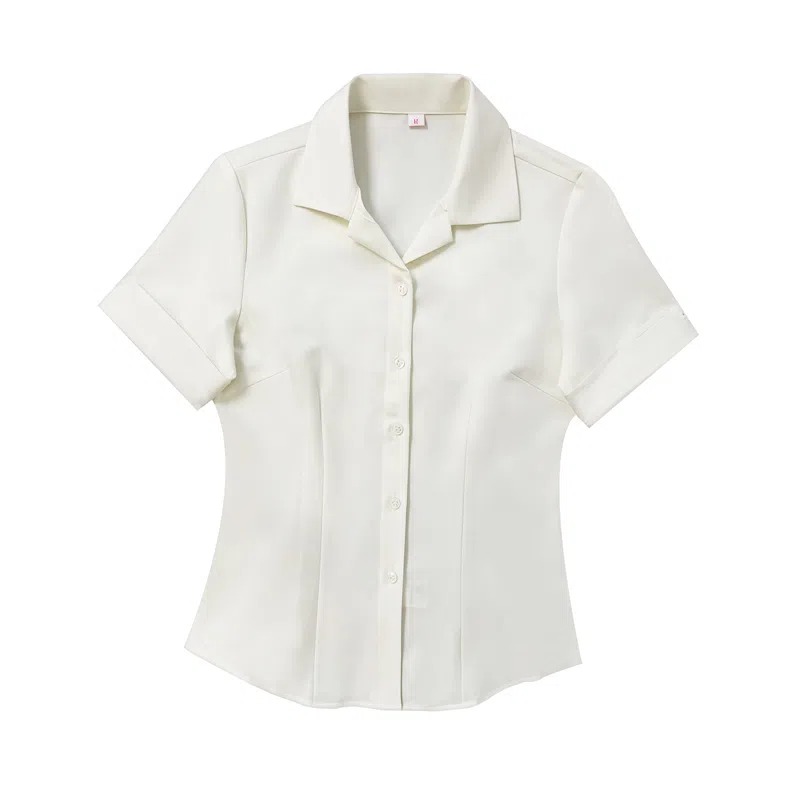 木村叔 纯色修身适中翻领短袖衬衫 女款