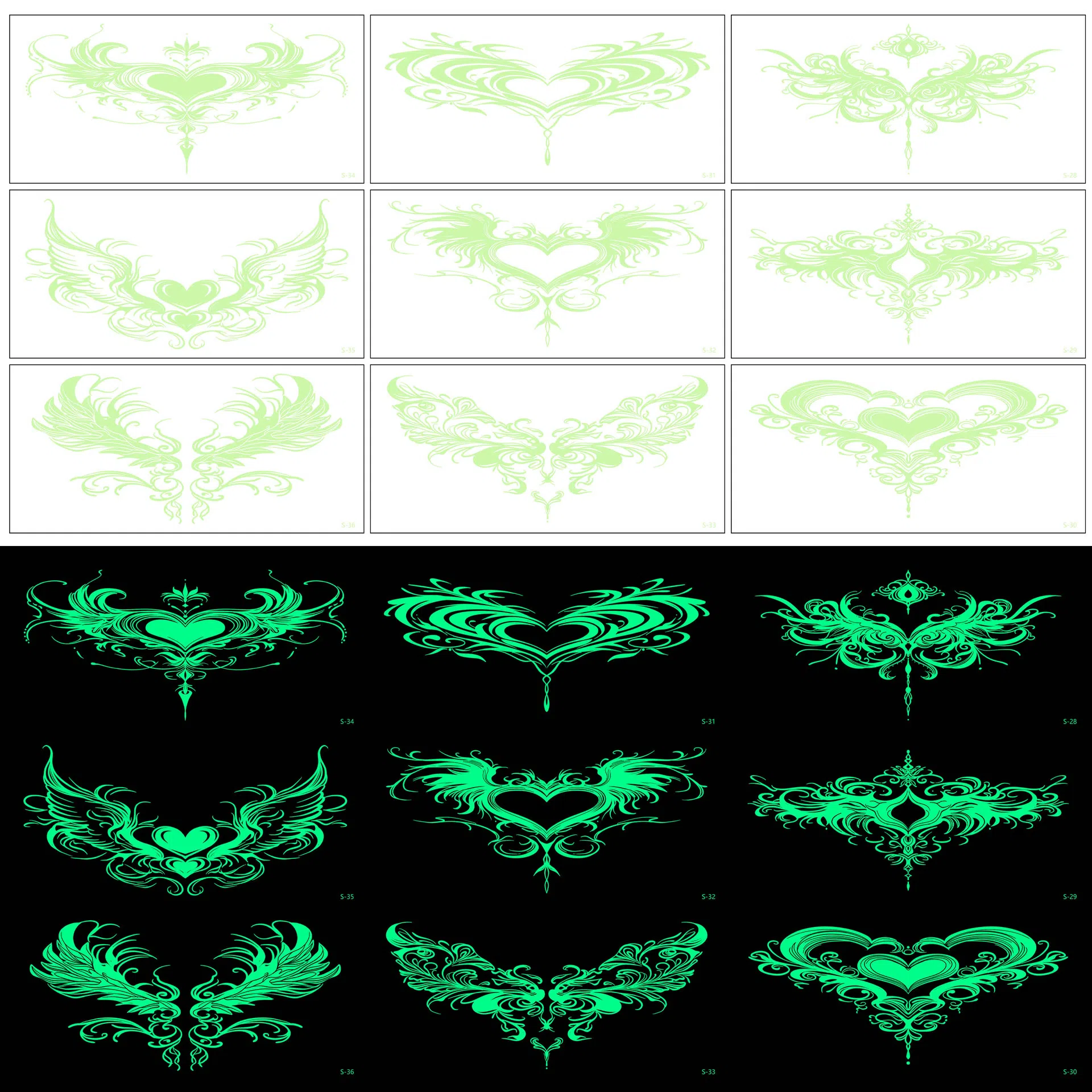 馨枕居  夜光魅魔情趣纹身贴性感小腹私处夜光情趣情侣临时纹身贴纸