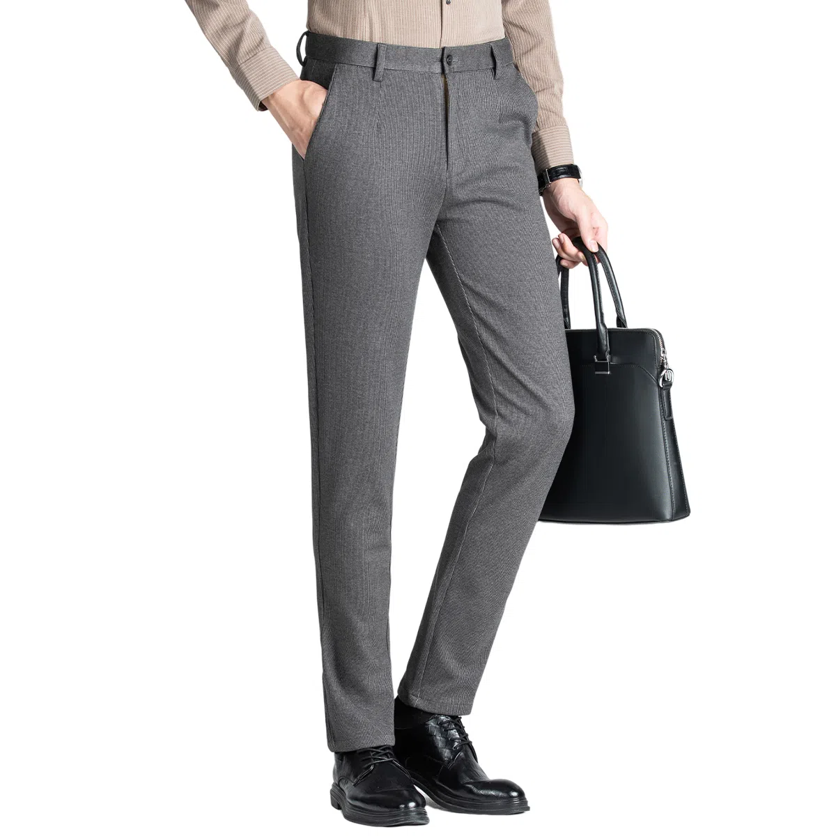 富铤 纯色简约日常通勤百搭中腰宽松直筒西装裤 男款