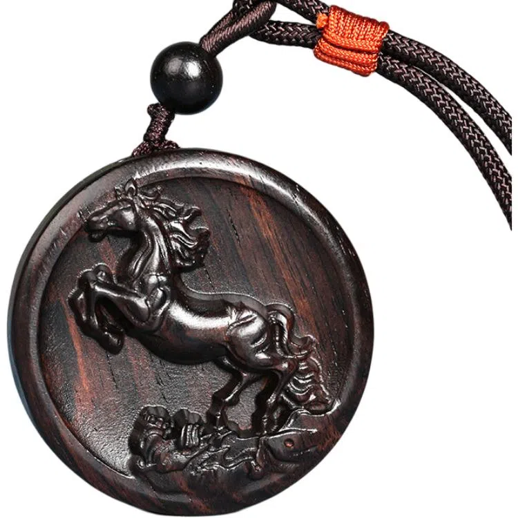 工匠一族 十二生肖圆牌 雕刻 紫光檀 项链 男女同款情侣款