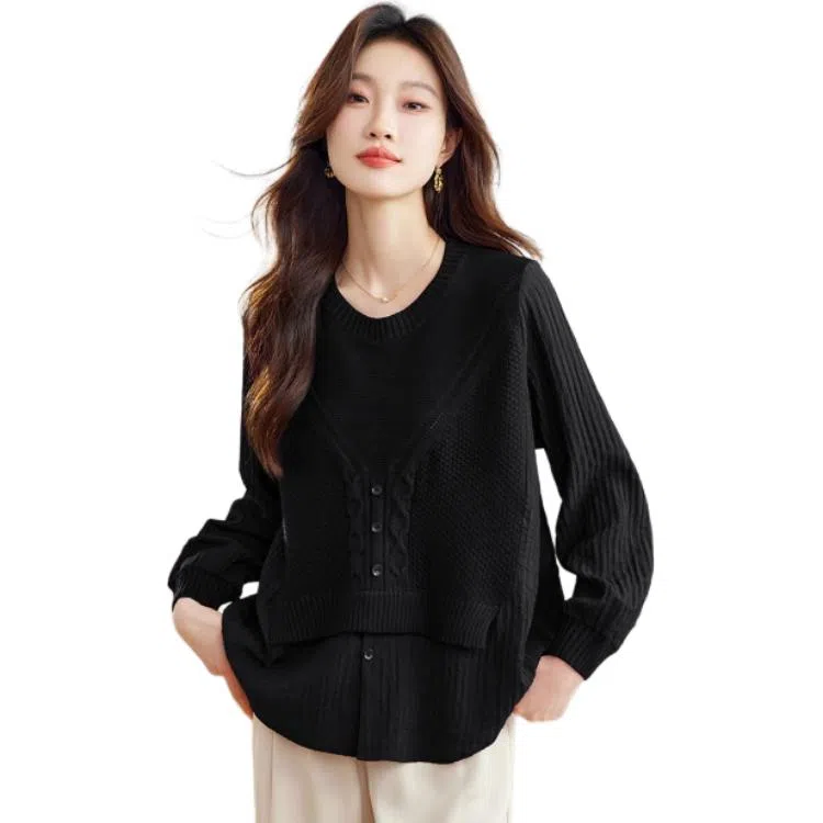 曲韩 套头休闲长袖衬衫 女款