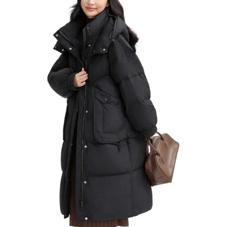 鸭鸭 加厚宽松纯色羽绒服 女款