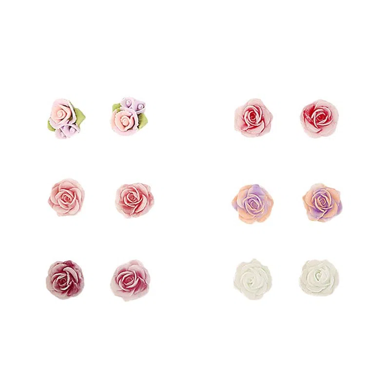 【鲜花】 千桐 甜美清新彩色花朵 小巧精致 不重样 防过敏 塑料 耳钉 男女同款情侣款
