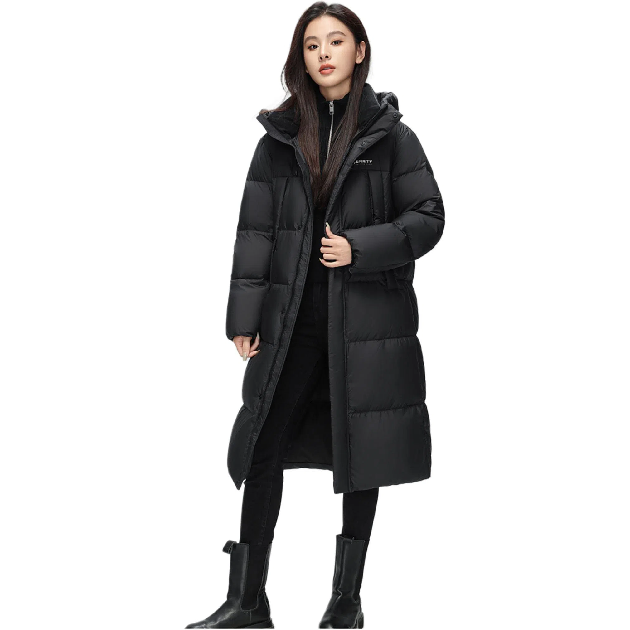 鸭鸭 纯色时尚休闲连帽宽松舒适长袖羽绒服 女款