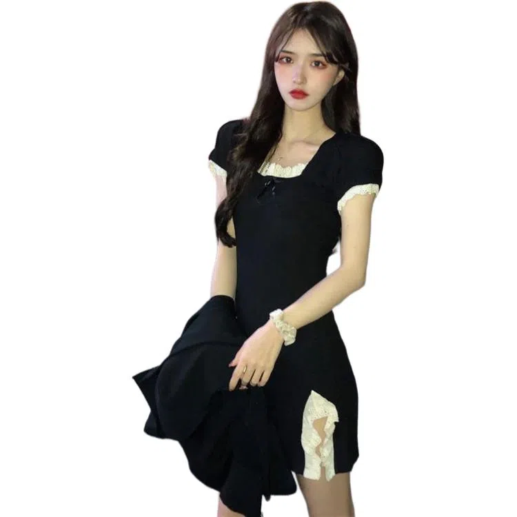 哒头下雨不愁 气质舒适优雅短袖连衣裙 女款