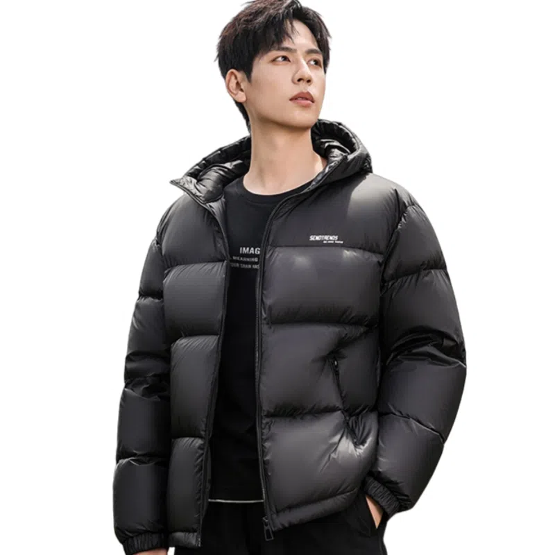 鸭鸭 时尚运动系列 韩版休闲短款连帽外套户外防寒保暖基础款面包羽绒服 通用