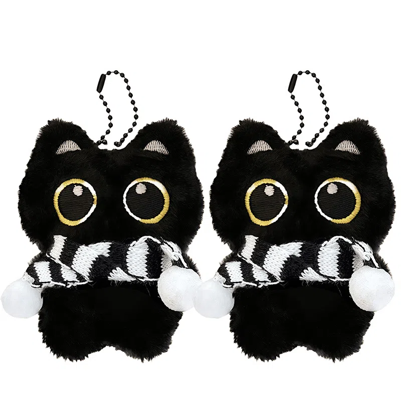 Yijia Love Cute Black Cat Plush Keychain