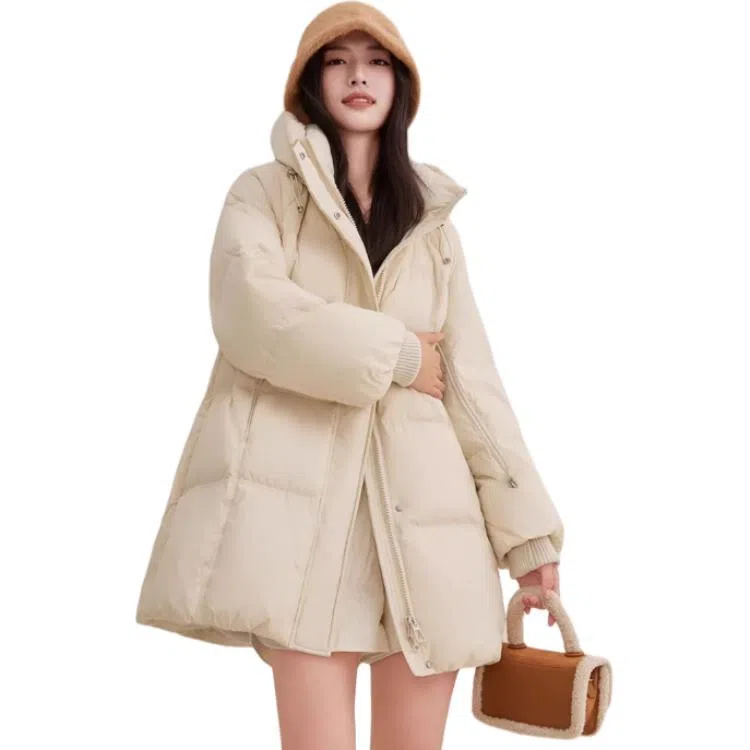 鸭鸭 连帽拉链休闲羽绒服 女