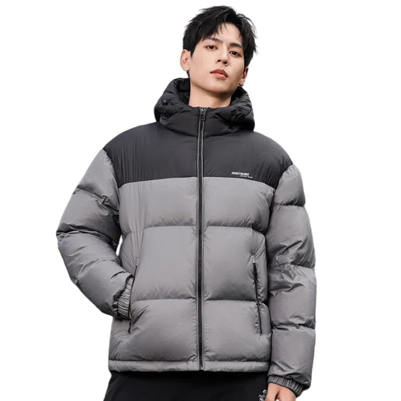 鸭鸭 时尚运动系列 韩版休闲短款连帽外套户外防寒保暖基础款面包羽绒服 通用