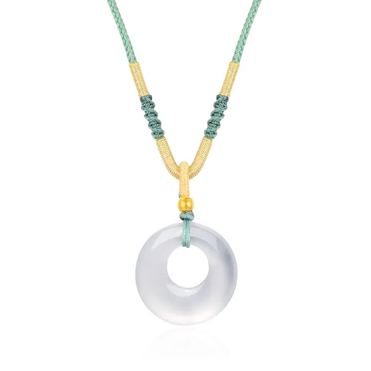 佐卡伊 招财平安扣吊坠 新中式古风 小众轻奢设计编织挂绳纪念生日 玉髓 项链 女款