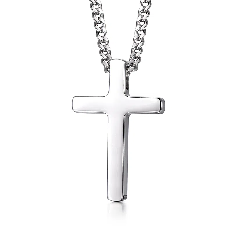 IDEAGEMER Silver Cross Pendant Necklace