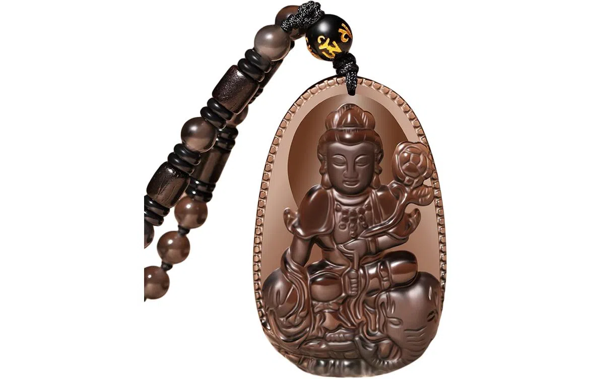 易明居 国潮十二生肖 本命年佛牌 简约大气六字真言转运珠吊坠 八大本命佛守护神 黑曜石 项链 男女同款情侣款