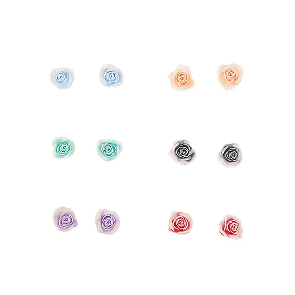 【鲜花耳饰套装】 千桐 甜美清新彩色花朵 小巧精致 不重样 防过敏养耳洞 塑料 耳钉 男女同款情侣款