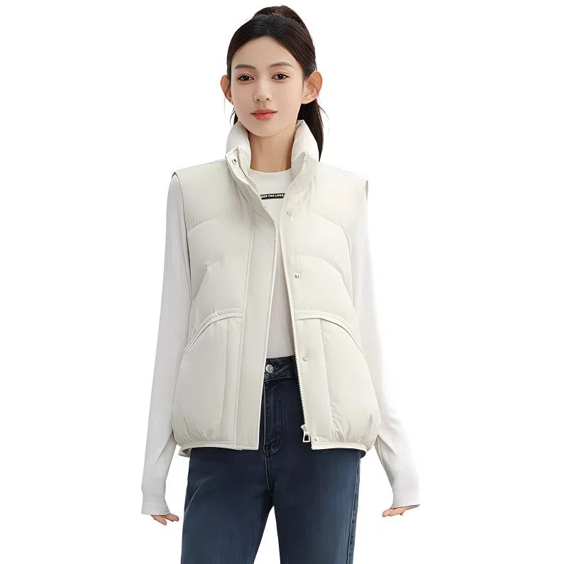 鸭鸭 保暖时尚百搭韩版洋气立领拉链纯色羽绒服 女款