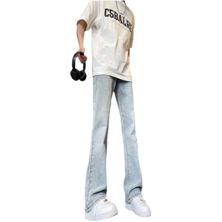 物质公式 美式高街复古做旧水洗基础款宽松休闲百搭透气高腰牛仔裤 男女同款 黑色