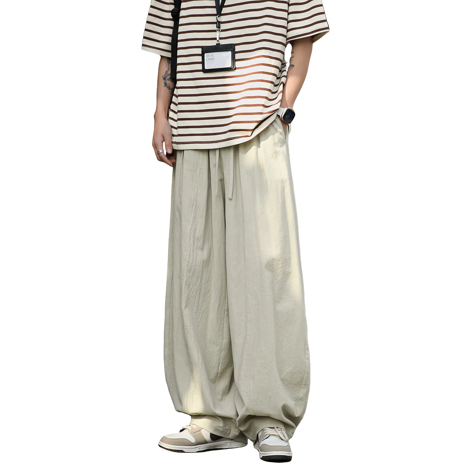 哲源 复古简约纯色宽松休闲裤 男女同款