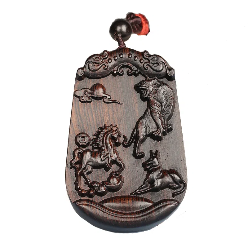 工匠一族 三合生肖三合贵人 紫光檀 木作项链 男女同款情侣款