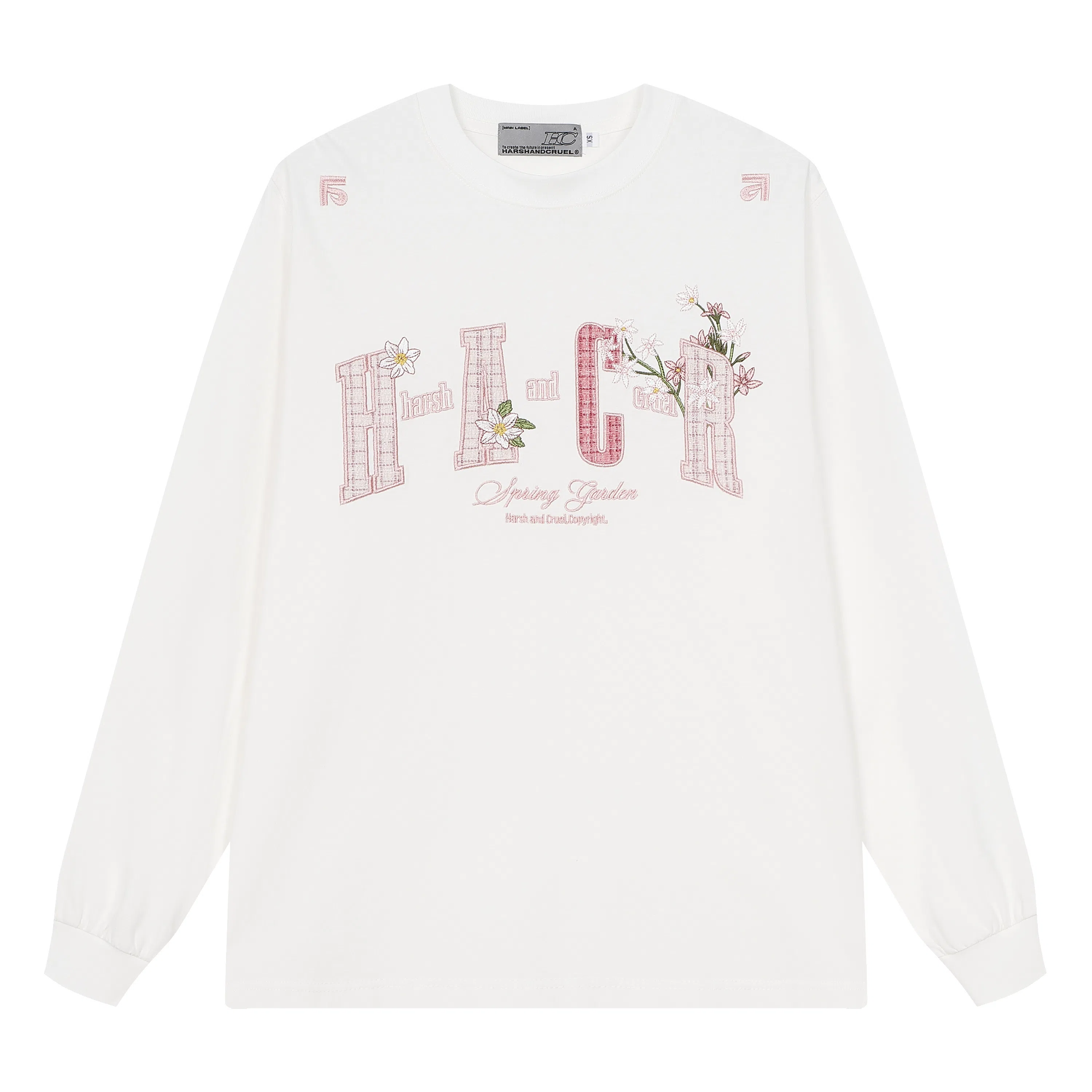 HARSH AND CRUEL Embroidered Patch Long Sleeve Tee