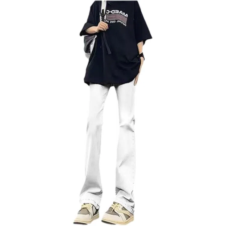 物质公式 美式高街复古做旧水洗基础款宽松休闲百搭透气高腰牛仔裤 男女同款 黑色