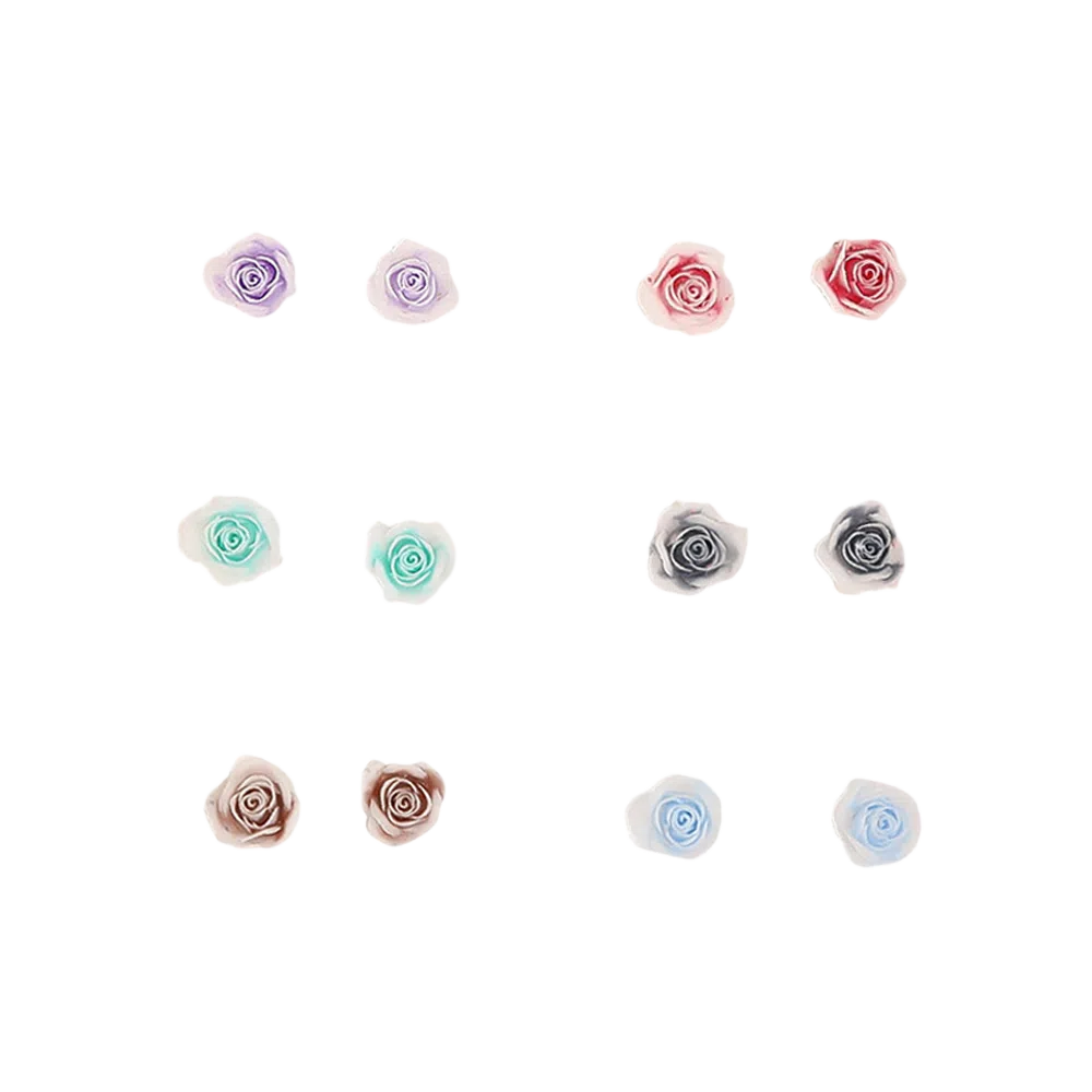 千桐 甜美清新彩色花朵 小巧精致 不重样 防过敏养耳洞 塑料 耳钉 男女同款情侣款