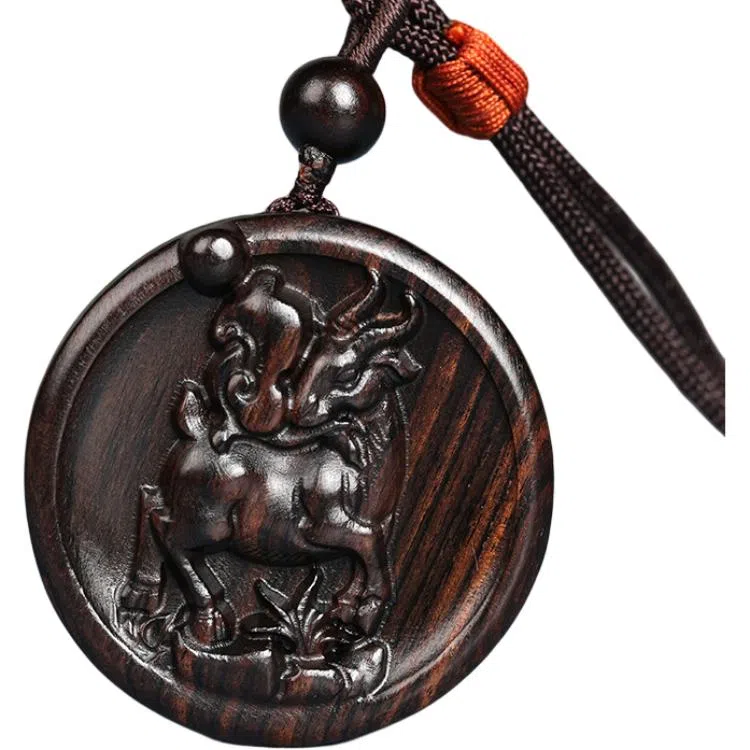 工匠一族 十二生肖圆牌 雕刻 紫光檀 项链 男女同款情侣款