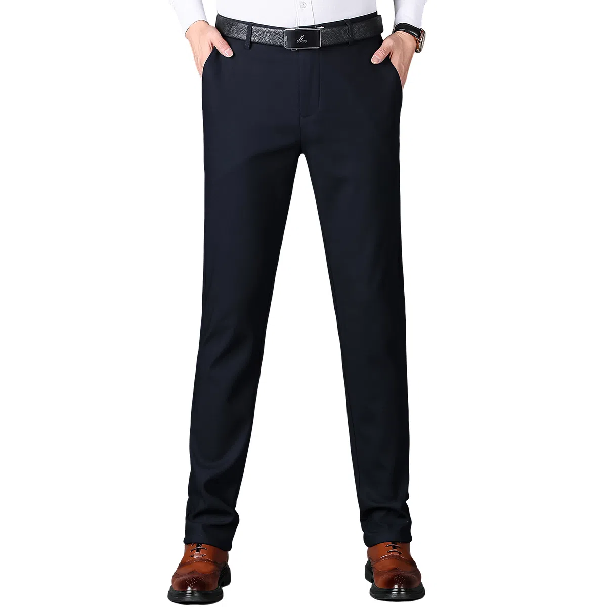 富铤 美式复古简约纯色基础款加绒保暖商务百搭休闲直筒西装裤 男款