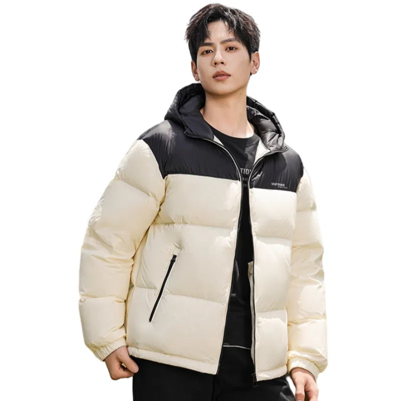 鸭鸭 时尚运动系列 韩版休闲短款连帽外套户外防寒保暖基础款面包羽绒服 通用