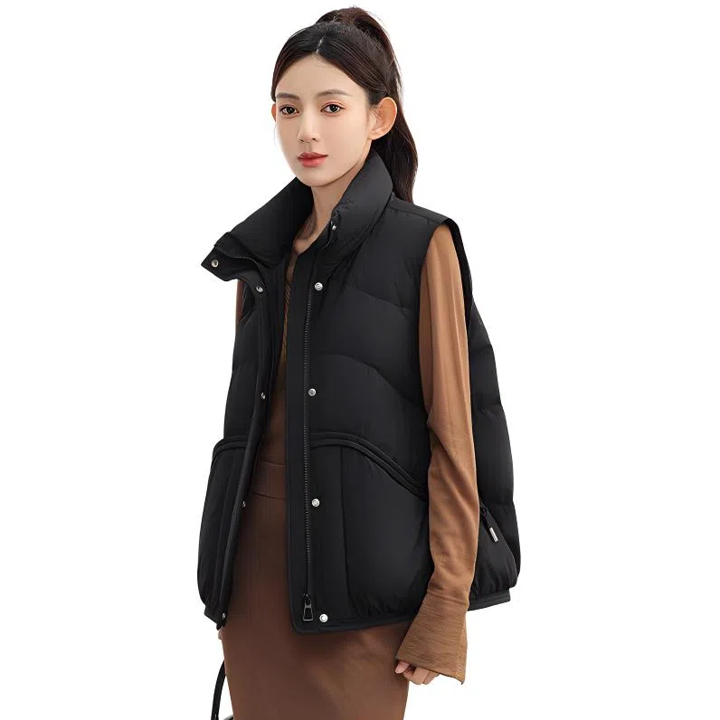 鸭鸭 保暖时尚百搭韩版洋气立领拉链纯色羽绒服 女款