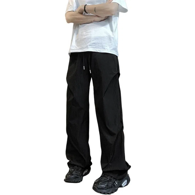 顶峰保罗 痞帅凉感舒适简约百搭伞兵直筒长裤户外登山跑步运动宽松小众设计感阔腿休闲裤 男女同款