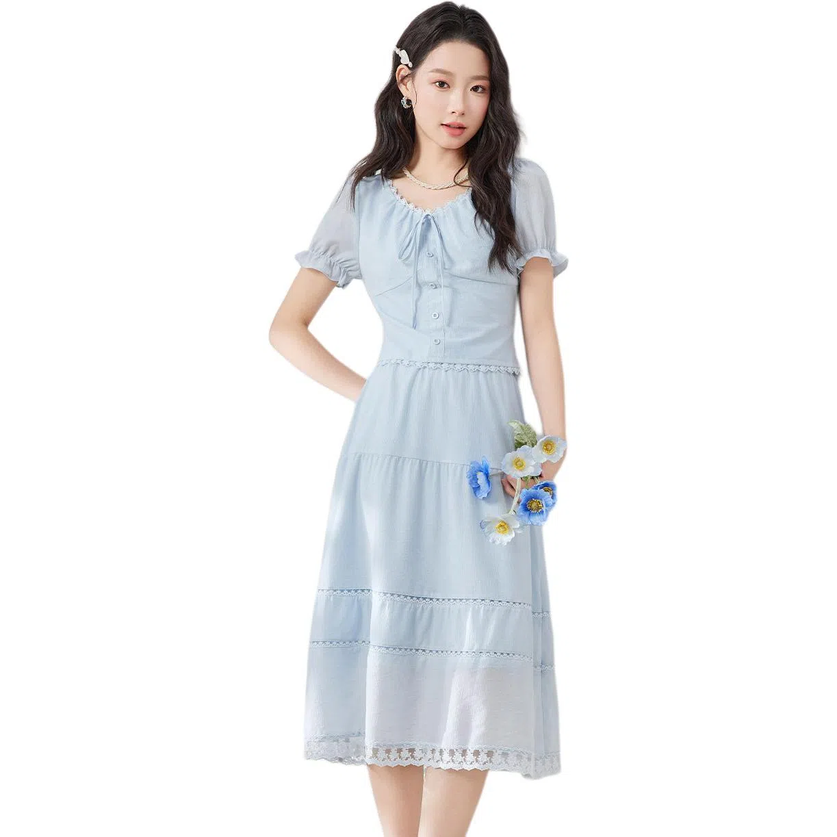 爱依服 上下套裙淡雅甜美裙装套装 女款