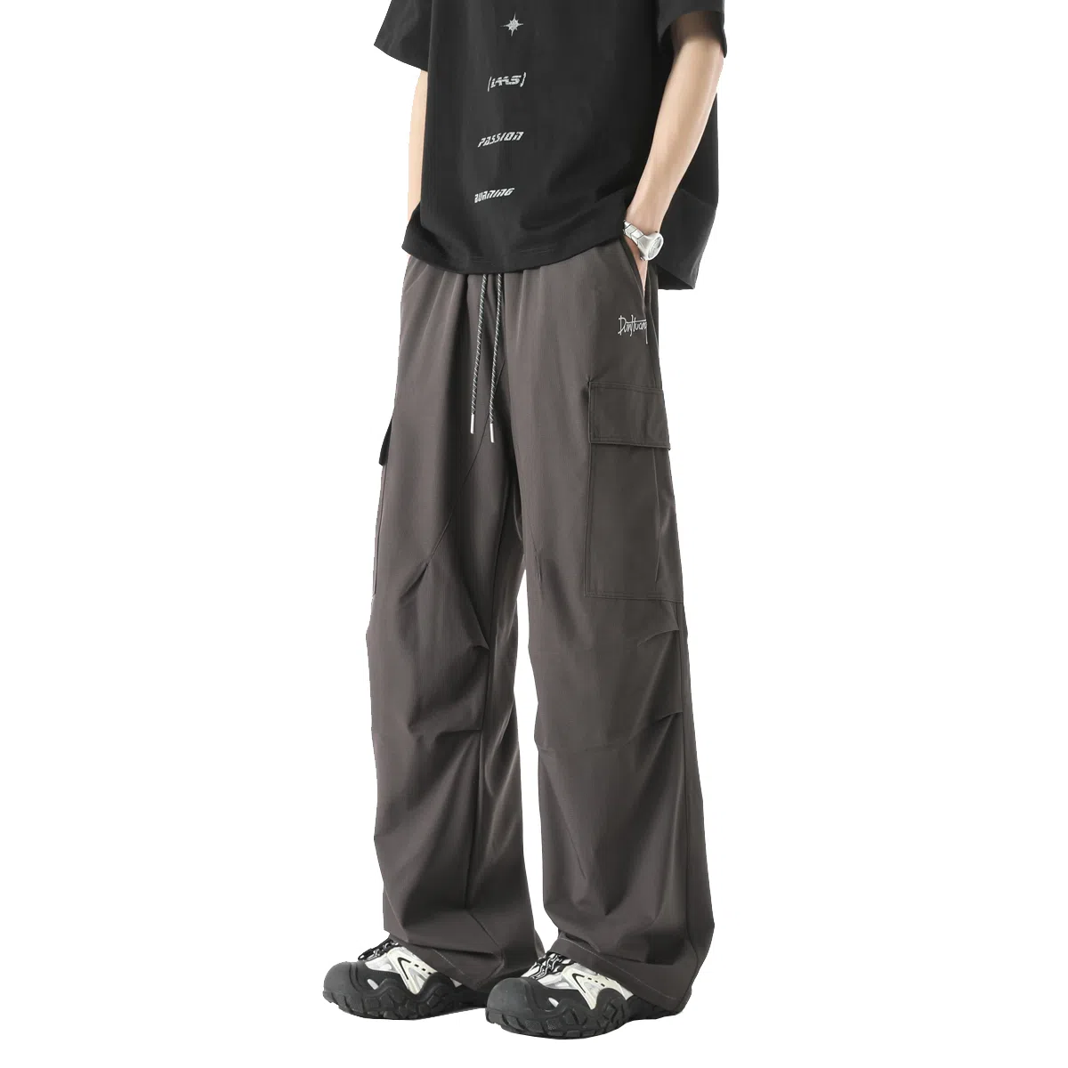 敦煌博物馆 美式复古纯色简约多口袋宽松束脚户外机能伞兵休闲工装裤 男女同款